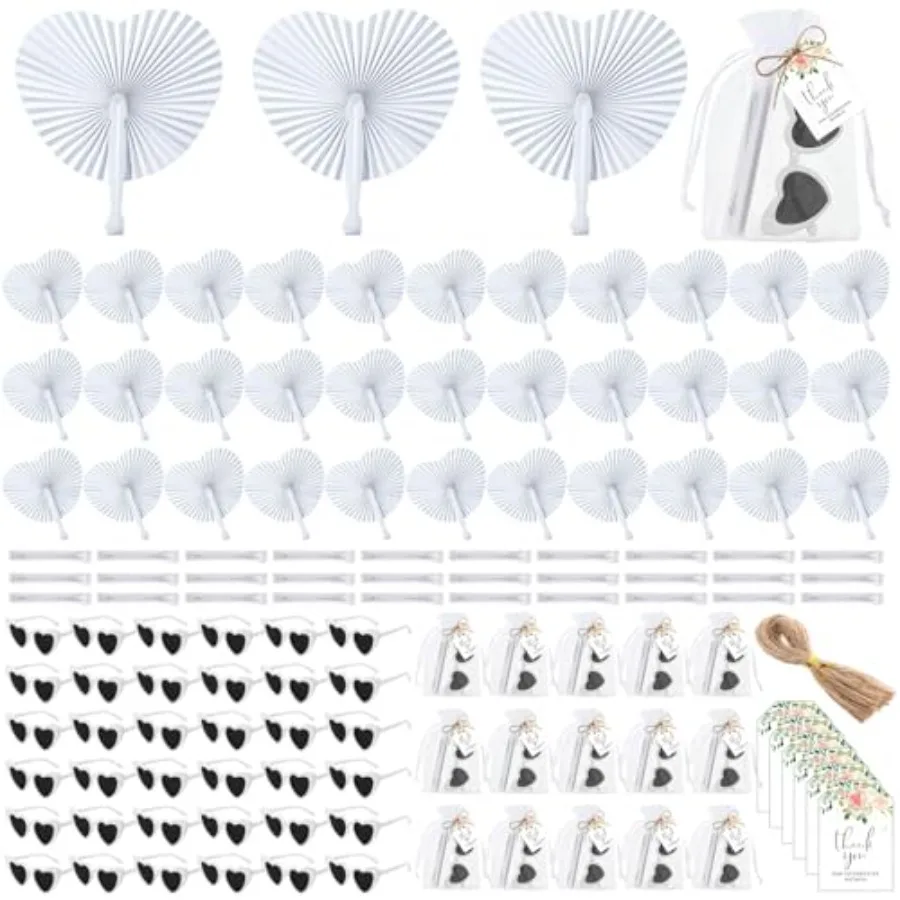 100 Sets Paper Fans for Wedding Heart Folding Handheld Fans Sunglasses and Cards Bags for Wedding Decorate Guests Favor Heart S
100 Sets Paper Fans for Wedding Heart Folding Handheld Fans Sunglasses and Cards Bags for Wedding Decorate Guests Favor Heart S