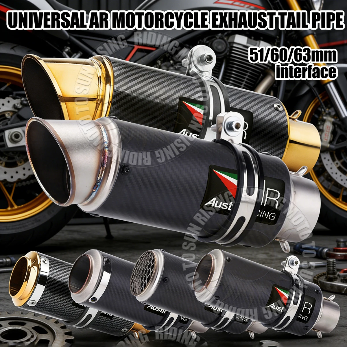 51mm60mm63mm Carbon Fiber AR Motocycle Exhaust Escape&DB Killer For Gp Project Racing Exhaust Muffler Tail Pipe Upgrade Modifie
51mm60mm63mm Carbon Fiber AR Motocycle Exhaust Escape&DB Killer For Gp Project Racing Exhaust Muffler Tail Pipe Upgrade Modifie