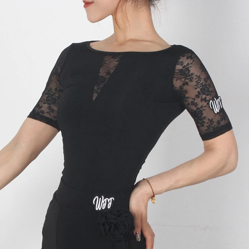 Black Lace Sleeves Latin Dance Top Women'S Ballroom Dance Competition Tops Adults Rumba Samba Modern Dancing Wear SL12697
Black Lace Sleeves Latin Dance Top Women'S Ballroom Dance Competition Tops Adults Rumba Samba Modern Dancing Wear SL12697