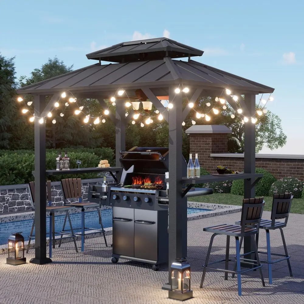 Gazebo,Outdoor Hardtop Gazebo with Galvanized Steel Double Roof BBQ Grill Canopy with Aluminum Frame, 2 Side Shelves for Patio,
Gazebo,Outdoor Hardtop Gazebo with Galvanized Steel Double Roof BBQ Grill Canopy with Aluminum Frame, 2 Side Shelves for Patio,
