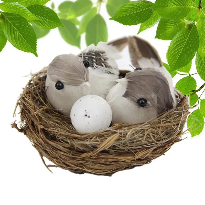 Artificial Bird Nest Artificial Craft Birds Realistic Feathered Birds with Nest And Birds Egg for Garden Parties Lawn Decor
Artificial Bird Nest Artificial Craft Birds Realistic Feathered Birds with Nest And Birds Egg for Garden Parties Lawn Decor