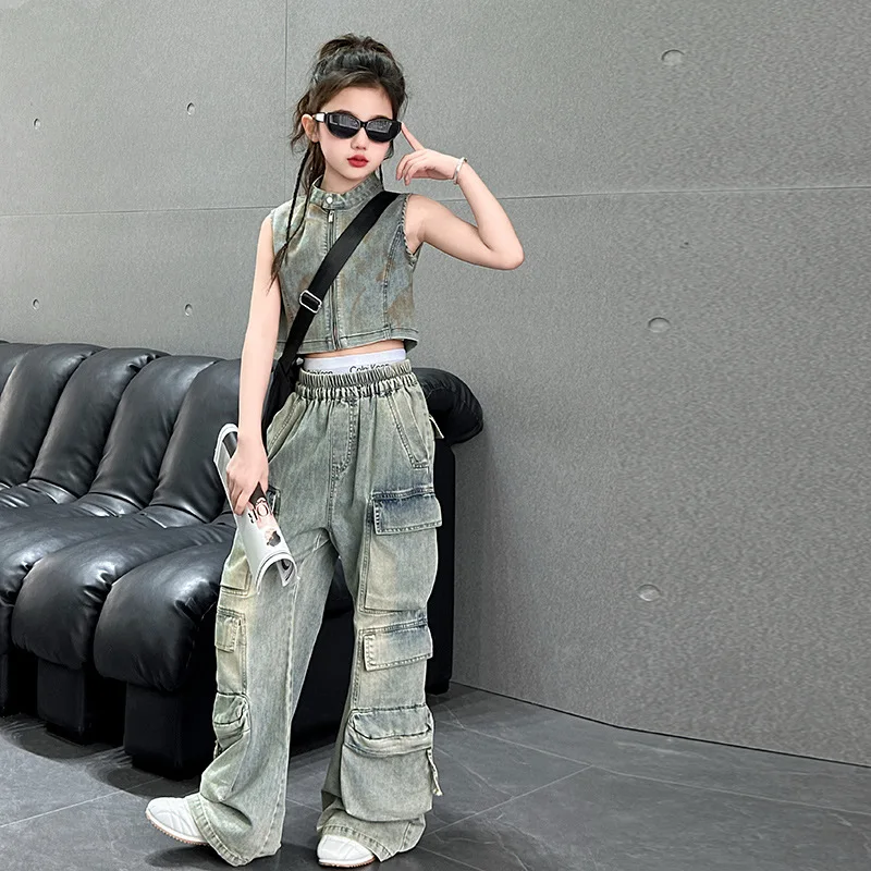 Teens Kid Clothes Sets Baby Girls short sleeve bow Butterfly T Shirt + loose denim jeans pants Outfits 4 14 Years
Teens Kid Clothes Sets Baby Girls short sleeve bow Butterfly T Shirt + loose denim jeans pants Outfits 4 14 Years