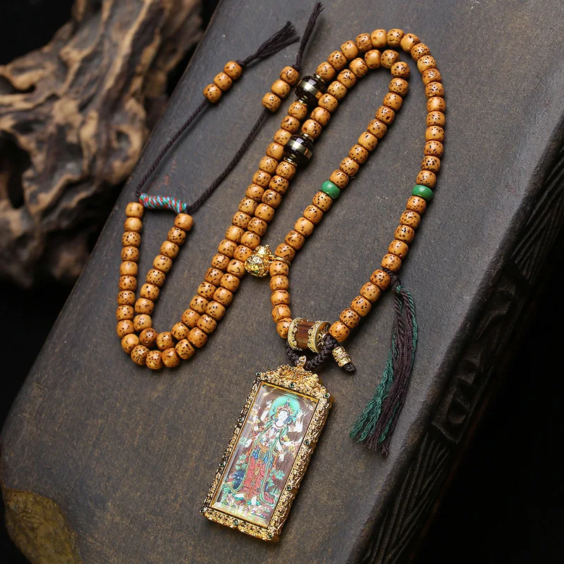 Tibetan cultural relic, Molizhitian Tangka Buddha pendant, sweater chain, black gold coconut stem, star moon,bodhi seed necklace
Tibetan cultural relic, Molizhitian Tangka Buddha pendant, sweater chain, black gold coconut stem, star moon,bodhi seed necklace