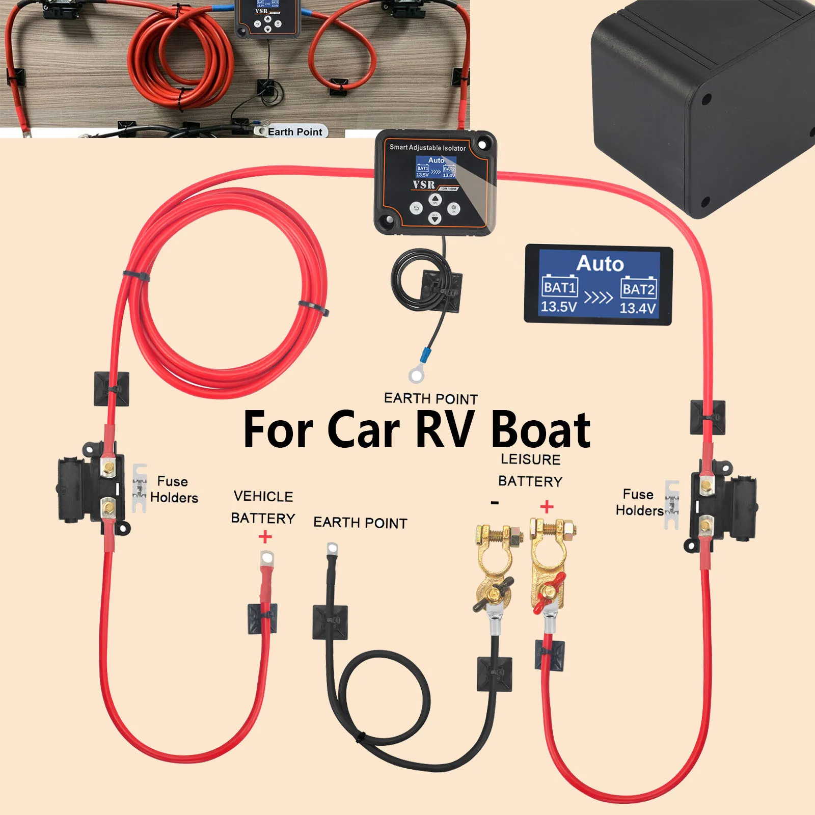 12V 140A Smart Dual Battery Isolator with LCD Display Digital Voltage Sensitive Relay for Car RV Boat
12V 140A Smart Dual Battery Isolator with LCD Display Digital Voltage Sensitive Relay for Car RV Boat