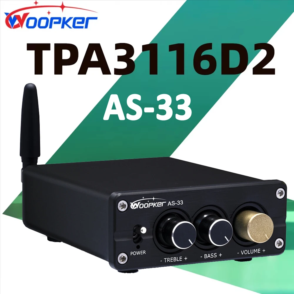 Woopker Audio Amplifier TPA3116D2 AS-33 100W Bluetooth 5.0 HiFi Stereo Power Amplifier Bass and Treble Suitable for Home Theater
Woopker Audio Amplifier TPA3116D2 AS-33 100W Bluetooth 5.0 HiFi Stereo Power Amplifier Bass and Treble Suitable for Home Theater