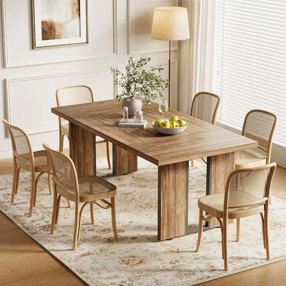 71-Inch Dining Table, Rectangular Wooden Kitchen Table for 4-6 People, Modern Home Furniture with Heavy Duty Legs, Large Dinner
71-Inch Dining Table, Rectangular Wooden Kitchen Table for 4-6 People, Modern Home Furniture with Heavy Duty Legs, Large Dinner