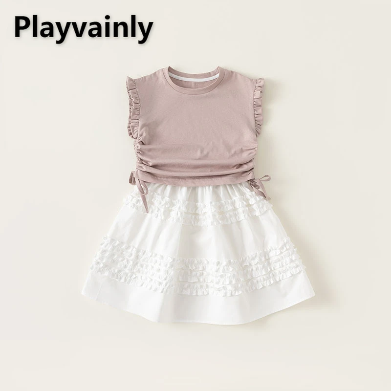 New Summer Girls Cotton Breathable Comfort Set Round Collar Ruffle Edge Sleeveless Drawstring T-shirt White A-line Skirt A23146
New Summer Girls Cotton Breathable Comfort Set Round Collar Ruffle Edge Sleeveless Drawstring T-shirt White A-line Skirt A23146