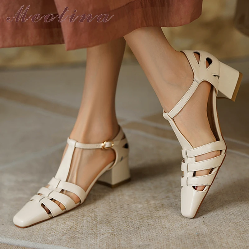 Meotina Women Genuine Leather T-tied Sandals Square Toe Mid Heel Sandals Buckle Narrow Band Gladiator Sandals Summer Lady Shoes
Meotina Women Genuine Leather T-tied Sandals Square Toe Mid Heel Sandals Buckle Narrow Band Gladiator Sandals Summer Lady Shoes