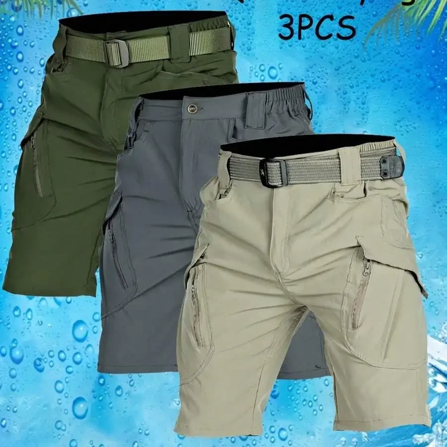 3pcs Mens Quick-Dry Tactical Cargo Shorts Outdoor Hiking Lightweight Breathable Multi-Pocket Summer Shorts
3pcs Mens Quick-Dry Tactical Cargo Shorts Outdoor Hiking Lightweight Breathable Multi-Pocket Summer Shorts