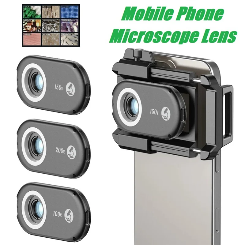 LUCK-100X 150X 200X Mobile Phone Microscope Lens With CPL LED 3-In-1 Macro Magnifier Kits Biological Microscope For Phone Len
LUCK-100X 150X 200X Mobile Phone Microscope Lens With CPL LED 3-In-1 Macro Magnifier Kits Biological Microscope For Phone Len