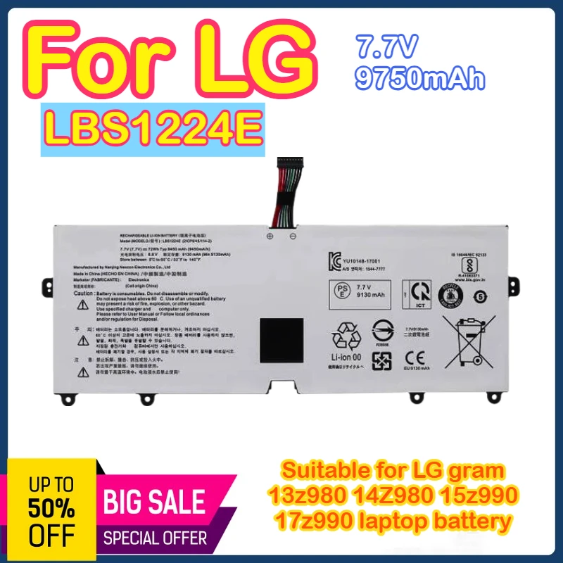 LBS1224E 7.7V 72Wh Laptop Battery for LG Gram 2018 13Z980 14Z980 15Z980 13Z980-G.AA53C Series
LBS1224E 7.7V 72Wh Laptop Battery for LG Gram 2018 13Z980 14Z980 15Z980 13Z980-G.AA53C Series