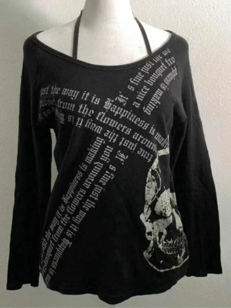 Vintage Gothic Streetwear T-shirt Woman Y2k Tops Harajuku Punk Japanese Tees O-neck Long Sleeve Camisetas Letter Print Tops New
Vintage Gothic Streetwear T-shirt Woman Y2k Tops Harajuku Punk Japanese Tees O-neck Long Sleeve Camisetas Letter Print Tops New