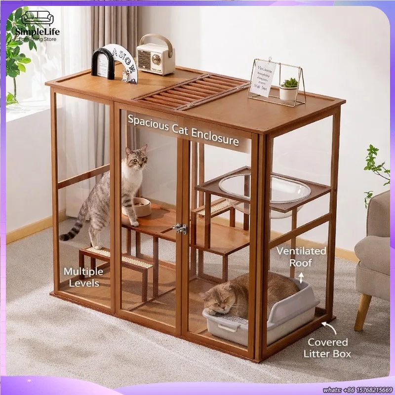 Large Wooden Cat House with Multi Level Climbing Tower Indoor Cat Furniture Villa Style Enclosed Shelter for Cats
Large Wooden Cat House with Multi Level Climbing Tower Indoor Cat Furniture Villa Style Enclosed Shelter for Cats