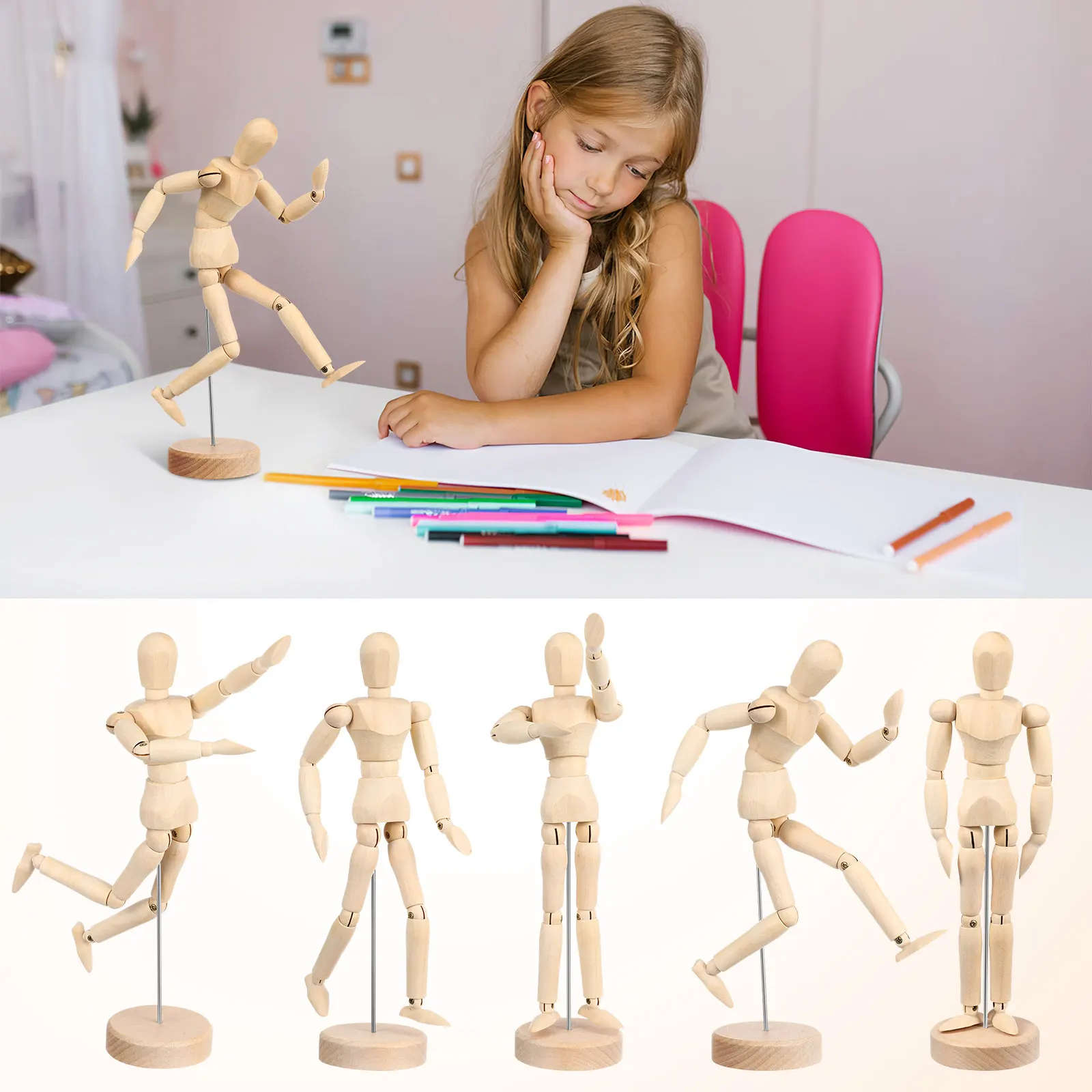 Drawing Mannequin Posable Artist Manikin Flexible Body Figure Movable Joints Model For Sketching Painting Desk Decoration
Drawing Mannequin Posable Artist Manikin Flexible Body Figure Movable Joints Model For Sketching Painting Desk Decoration