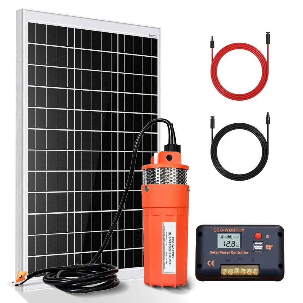 Solar Well Pump Kit - 100W Solar Panel with 12V Deep Well Water Pump for Off-grid Living or Irrigation, Farm, Customized
Solar Well Pump Kit - 100W Solar Panel with 12V Deep Well Water Pump for Off-grid Living or Irrigation, Farm, Customized