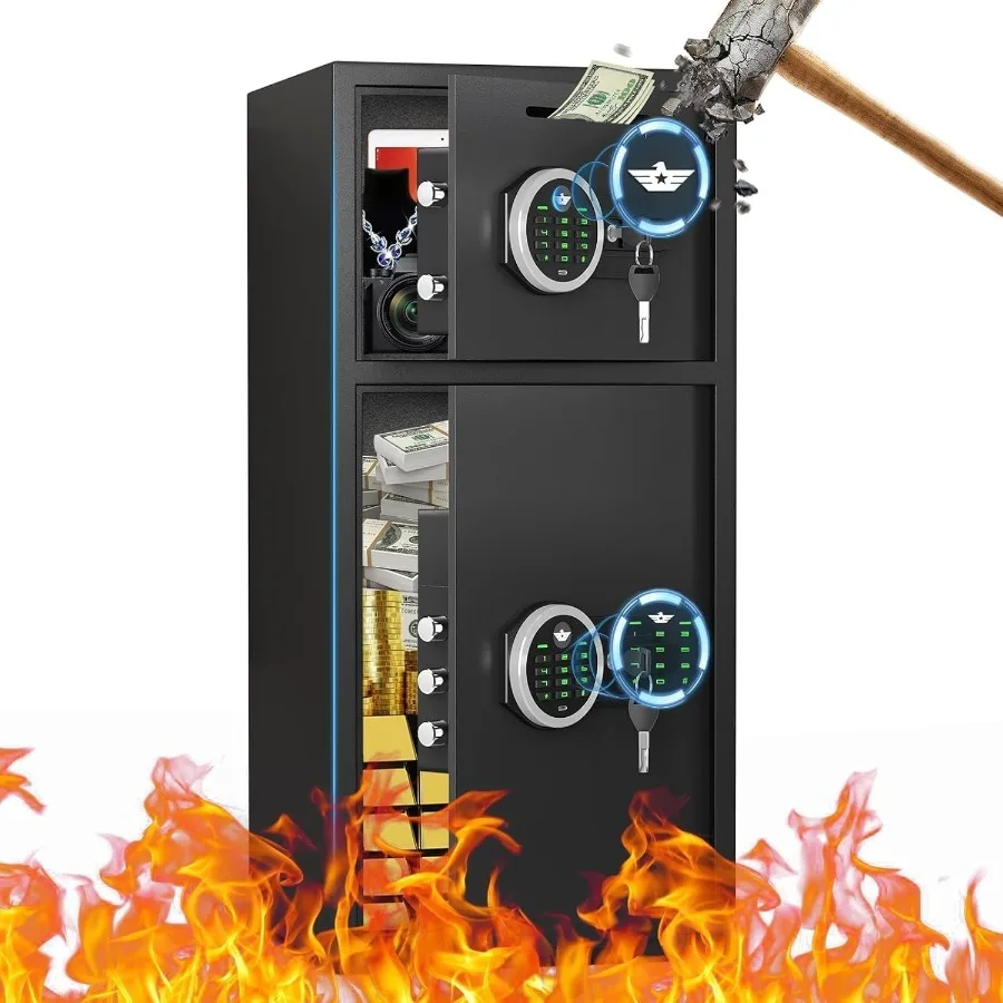 6.0 Cu ft Large Safe Box Fireproof Waterproof Money Safe With Mute Function and LED Light Digital Keypad Home Safes with Deposi