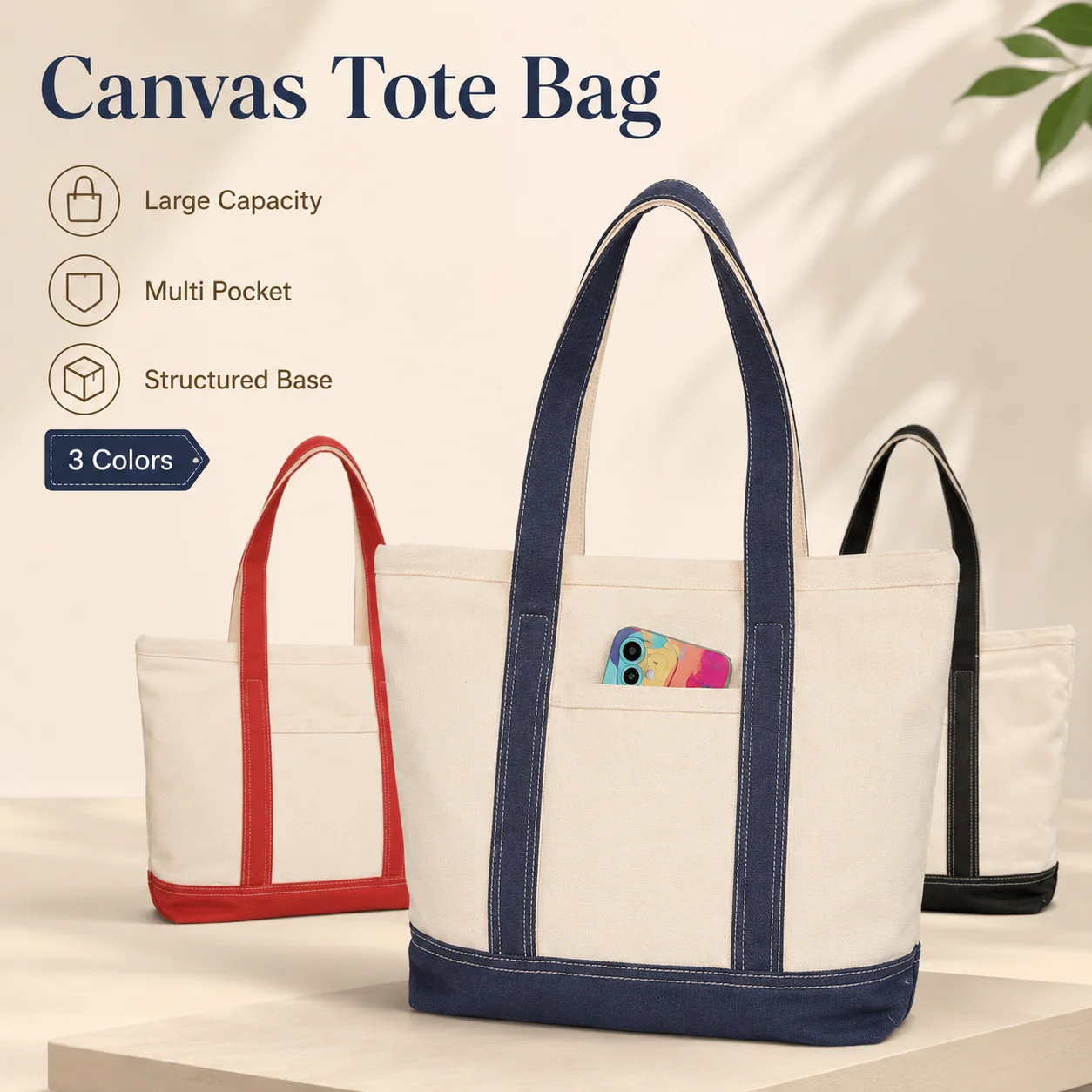Lightweight Canvas Tote Bag Large Capacity Beach Travel Shoulder Bag Daily Shopping Handbag With Zipper Pocket Casual Bag
Lightweight Canvas Tote Bag Large Capacity Beach Travel Shoulder Bag Daily Shopping Handbag With Zipper Pocket Casual Bag