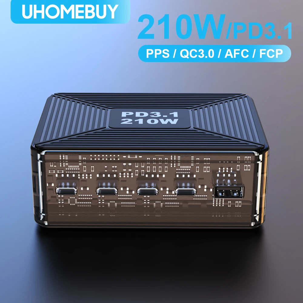 UHOMEBUY 210W PD 3.1 GAN Desktop Charger USB Type C Fast Charging Station for MacBook Pro Lenovo iPhone Samsung S23 Phone Tablet
UHOMEBUY 210W PD 3.1 GAN Desktop Charger USB Type C Fast Charging Station for MacBook Pro Lenovo iPhone Samsung S23 Phone Tablet
