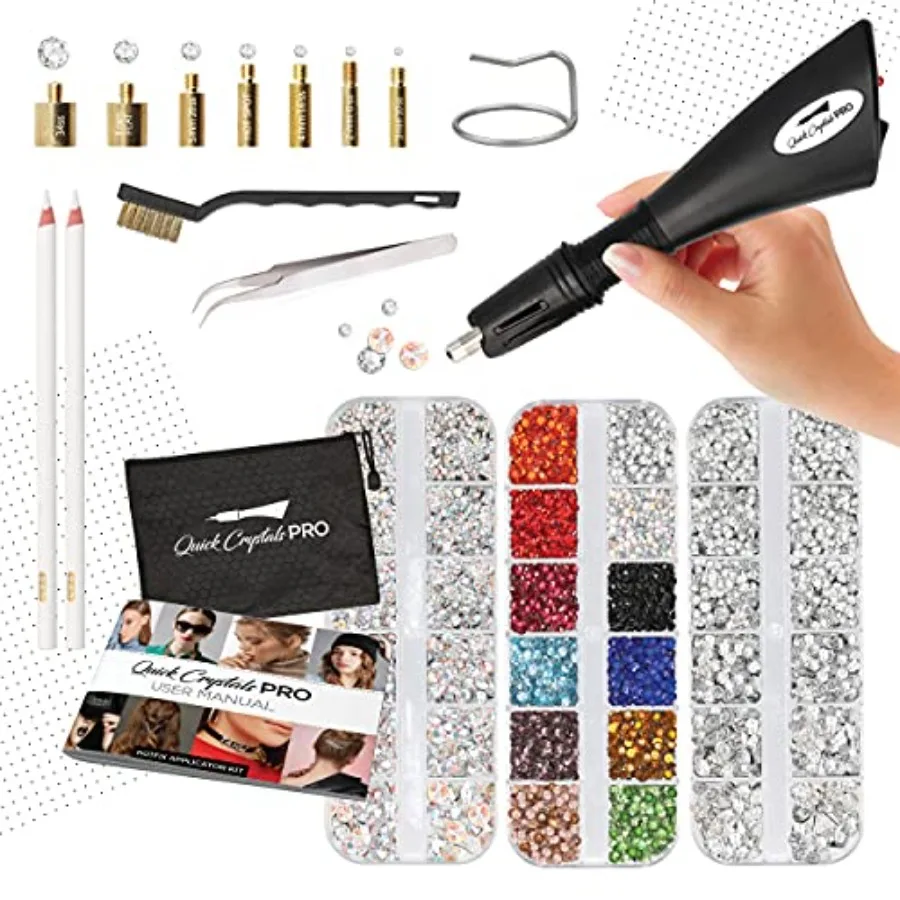 Quick Crystals Pro Hotfix Applicator, Bedazzler Kit with Rhinestones, DIY Wand Setter Tool Kit with 7 Different Tip Sizes, Twee
Quick Crystals Pro Hotfix Applicator, Bedazzler Kit with Rhinestones, DIY Wand Setter Tool Kit with 7 Different Tip Sizes, Twee