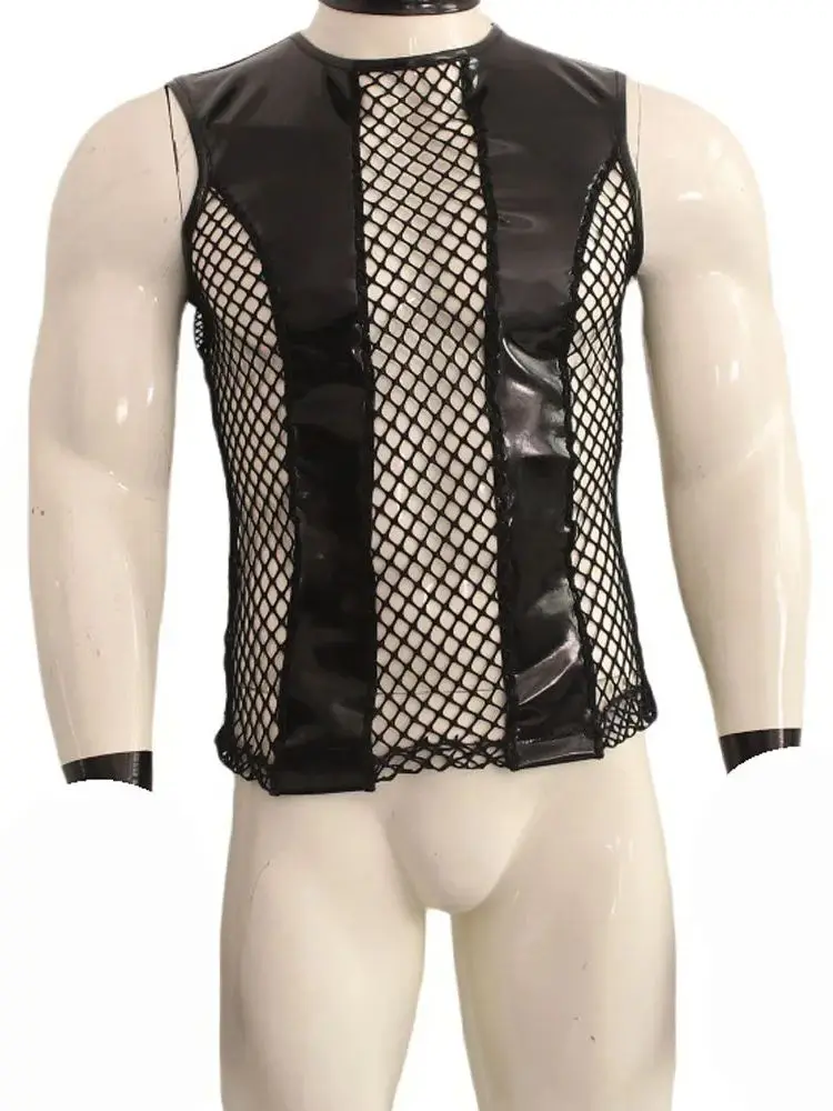 Wet Look PVC Mesh Patchwork Tank Tops Sleeveless Fishnet Shirts Breathable Vest Tights Hot Shapers Stage Performance Tanktop Tee
Wet Look PVC Mesh Patchwork Tank Tops Sleeveless Fishnet Shirts Breathable Vest Tights Hot Shapers Stage Performance Tanktop Tee