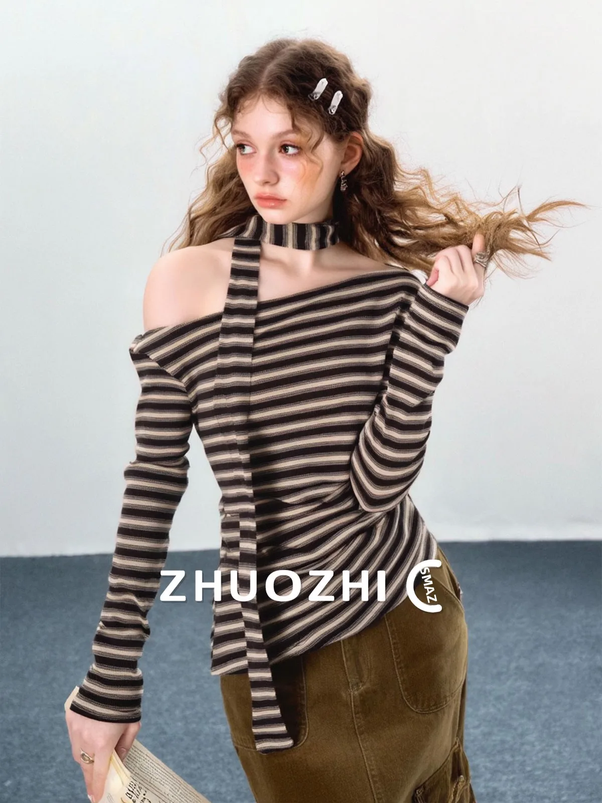 Женская футболка ZhuoZhi с длинным рукавом, в полоску, с завышенной талией, облегающая, повседневная, весенняя новинка
Женская футболка ZhuoZhi с длинным рукавом, в полоску, с завышенной талией, облегающая, повседневная, весенняя новинка
