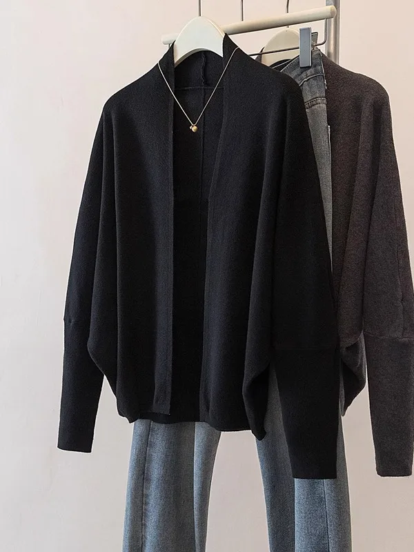 Elegant Black Knitted Open Cardigan Women's Outerwear Spring 2026 plus Size Batwing Sleeve Stylish Top for Plump MM
Elegant Black Knitted Open Cardigan Women's Outerwear Spring 2026 plus Size Batwing Sleeve Stylish Top for Plump MM