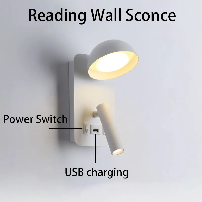 Bedside wall lamp with USB modern bedroom creative decorative living room study reading rotatable LED light
Bedside wall lamp with USB modern bedroom creative decorative living room study reading rotatable LED light