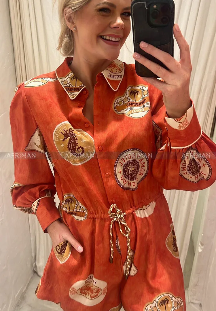 Women Holiday Style Seahorse Print Elastic Waist Casual Playsuits
Women Holiday Style Seahorse Print Elastic Waist Casual Playsuits