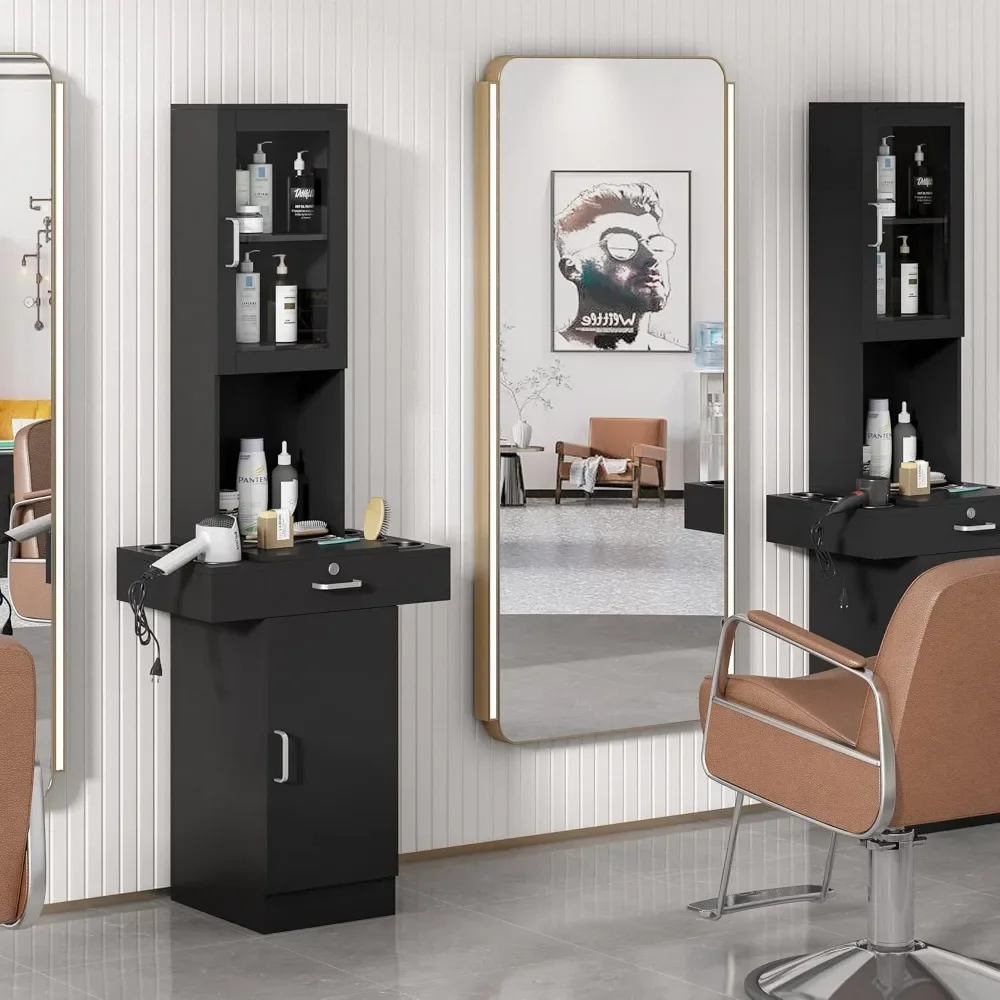 Salon Station for Hair Stylists – Glass-Door Hair Styling Organizer with 6 Tool Holders & 2 Storage Cabinets, Perfect for Salon
Salon Station for Hair Stylists – Glass-Door Hair Styling Organizer with 6 Tool Holders & 2 Storage Cabinets, Perfect for Salon