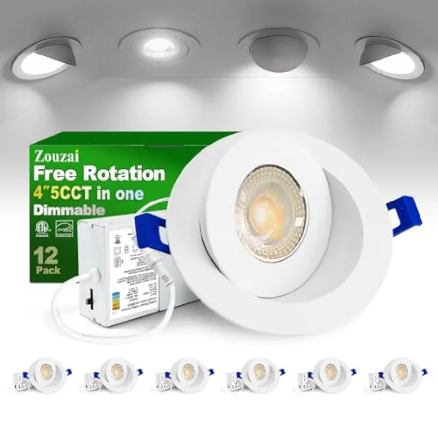 4 inch 5CCT Adjustable Gimbal LED Recessed Light 360°+90° Directional Dimmable Decorative Lighting for Home and Commercial Ambi
4 inch 5CCT Adjustable Gimbal LED Recessed Light 360°+90° Directional Dimmable Decorative Lighting for Home and Commercial Ambi