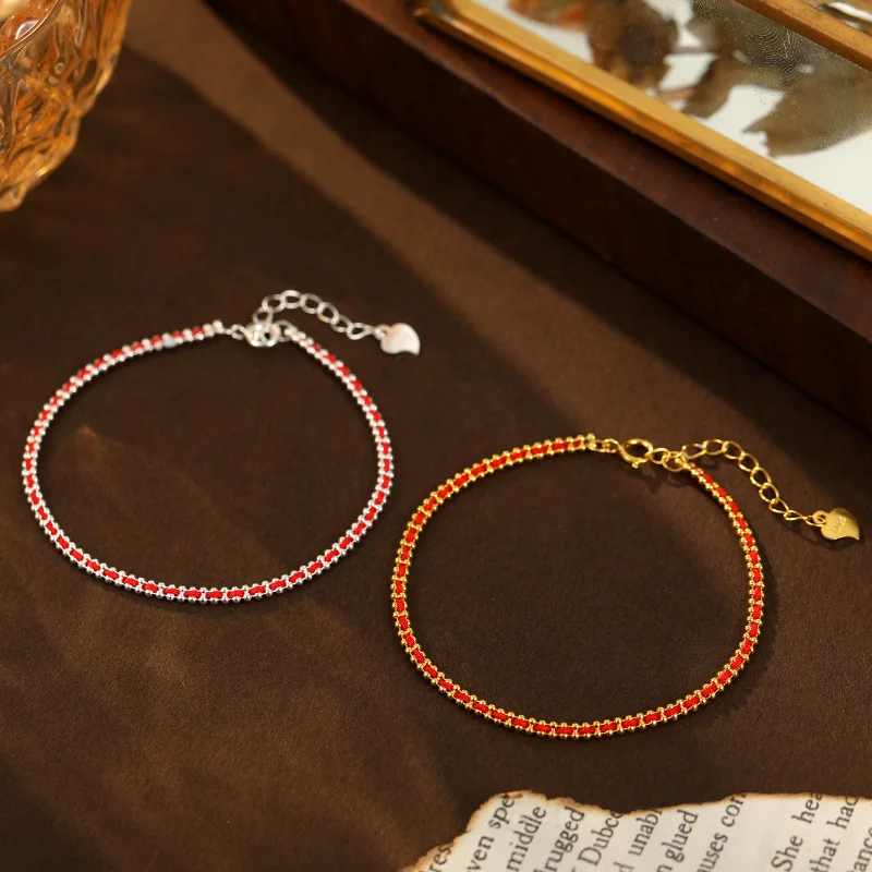 Fashionable New Style925silver hand-weaving Red bracelet Pair it with a delicate chain in fresh colors Women's Bracelet
Fashionable New Style925silver hand-weaving Red bracelet Pair it with a delicate chain in fresh colors Women's Bracelet