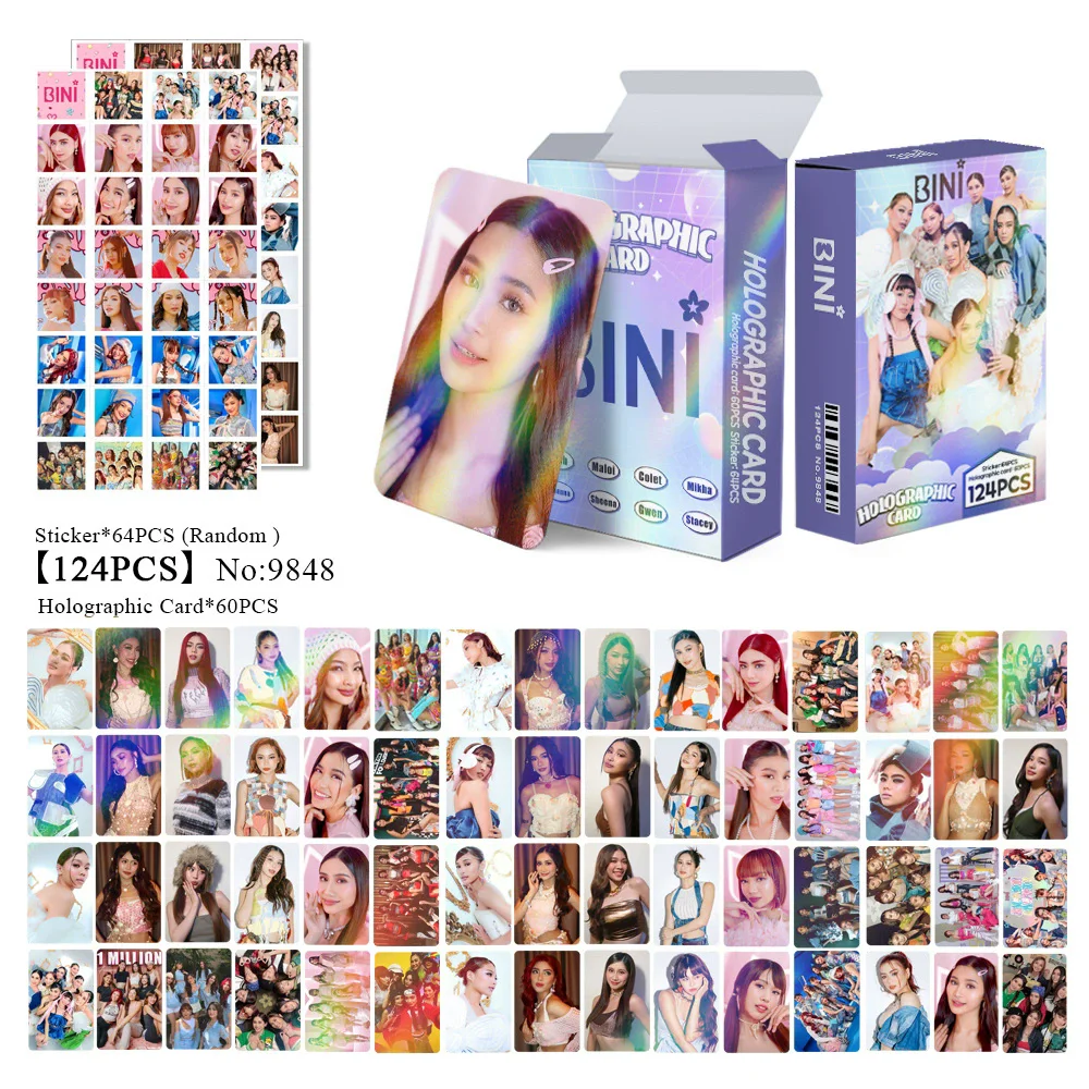  124 шт., набор голографических фотокарт Girl Group BINI-Aiah Mikha Maloi Idol, двусторонние ломо-карты с наклейками
124 шт., набор голографических фотокарт Girl Group BINI-Aiah Mikha Maloi Idol, двусторонние ломо-карты с наклейками