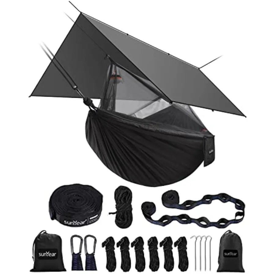 Hammock Camping with Rain Fly Tarp and Net Portable Camping Hammock Double Tree Hammock Outdoor Indoor Backpacking Travel and S
Hammock Camping with Rain Fly Tarp and Net Portable Camping Hammock Double Tree Hammock Outdoor Indoor Backpacking Travel and S