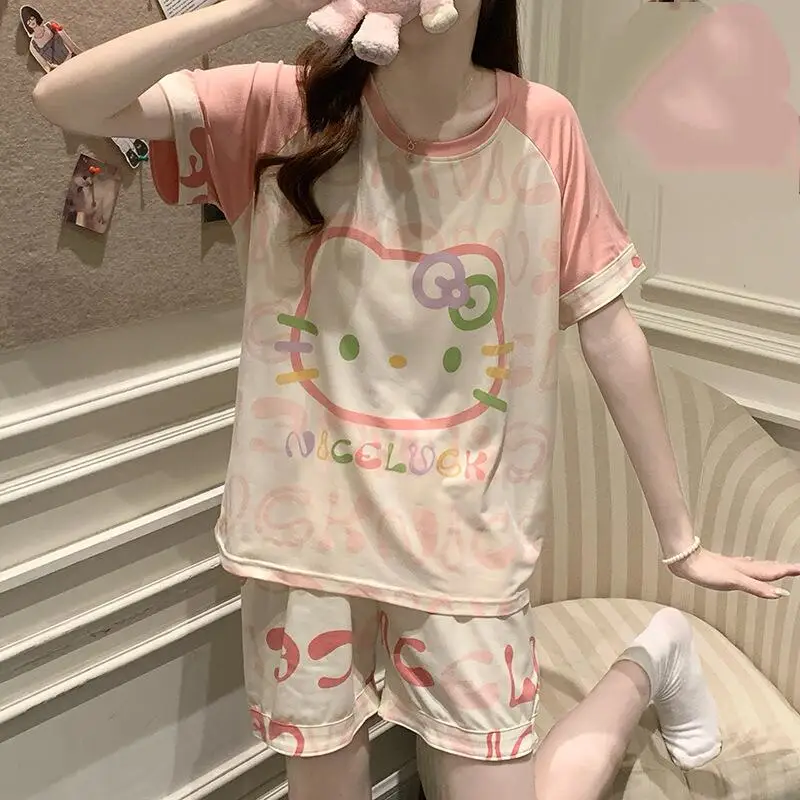 New Women's Loose Casual Pajamas Summer Cartoon Anime Youth Short Sleeved Home Clothes Comfortable Student Set Kawaii Sweets
New Women's Loose Casual Pajamas Summer Cartoon Anime Youth Short Sleeved Home Clothes Comfortable Student Set Kawaii Sweets