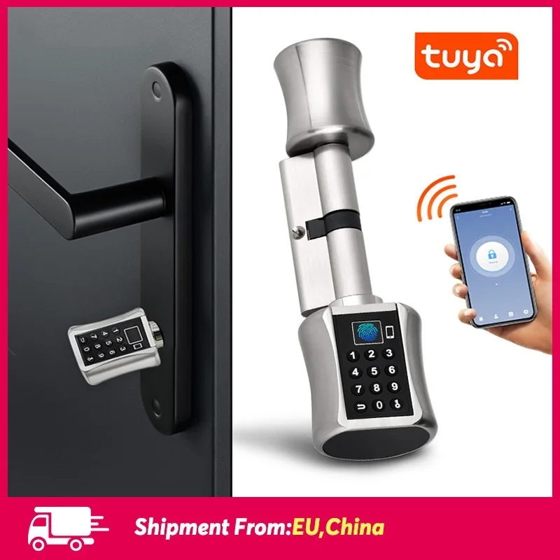 Новое приложение Tuya, Bluetooth-цилиндровый замок с отпечатком пальца, биометрический электронный умный дверной замок, цифровая клавиатура, кодовый замок без ключа
Новое приложение Tuya, Bluetooth-цилиндровый замок с отпечатком пальца, биометрический электронный умный дверной замок, цифровая клавиатура, кодовый замок без ключа