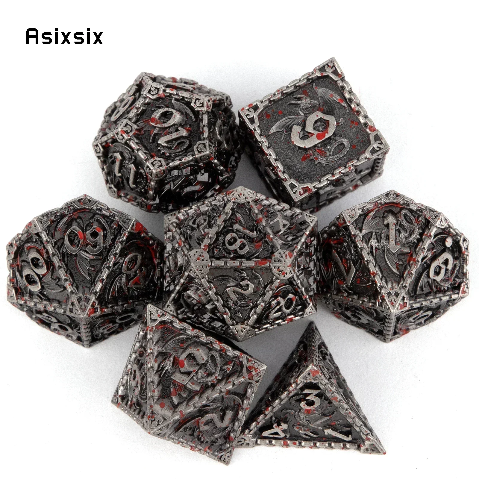 7 Pcs Black Red Dragon Metal Dice Solid Metal Polyhedral Dice Set Suitable for Role-Playing RPG Board Game Gift
7 Pcs Black Red Dragon Metal Dice Solid Metal Polyhedral Dice Set Suitable for Role-Playing RPG Board Game Gift