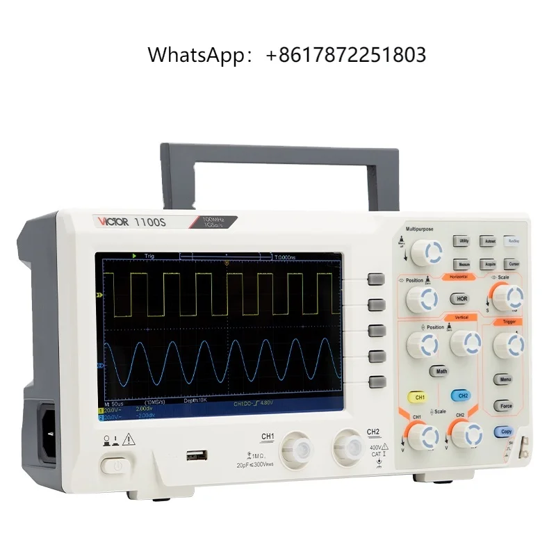 VICTOR 1100S 100 MHz Bandwidth Desk Type Digital Storage Oscilloscope SCPI Circuit Debugging /Testing 8 Bits 2 Channel
VICTOR 1100S 100 MHz Bandwidth Desk Type Digital Storage Oscilloscope SCPI Circuit Debugging /Testing 8 Bits 2 Channel
