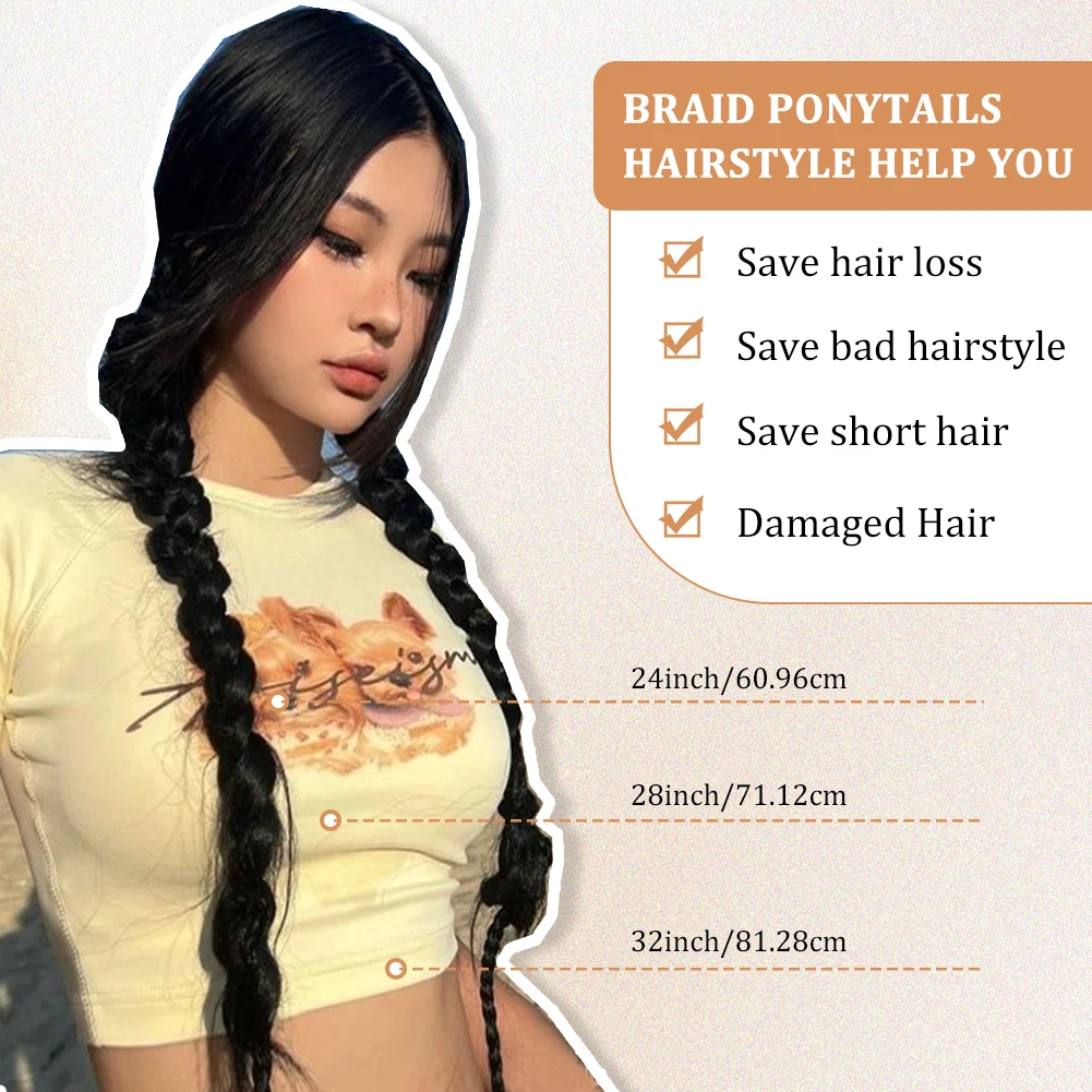Long Braiding Synthetic Hair Extensions 2 Pieces Set Twisted Ponytail Extension with Rubber Bands Double Fishtail Braided
Long Braiding Synthetic Hair Extensions 2 Pieces Set Twisted Ponytail Extension with Rubber Bands Double Fishtail Braided