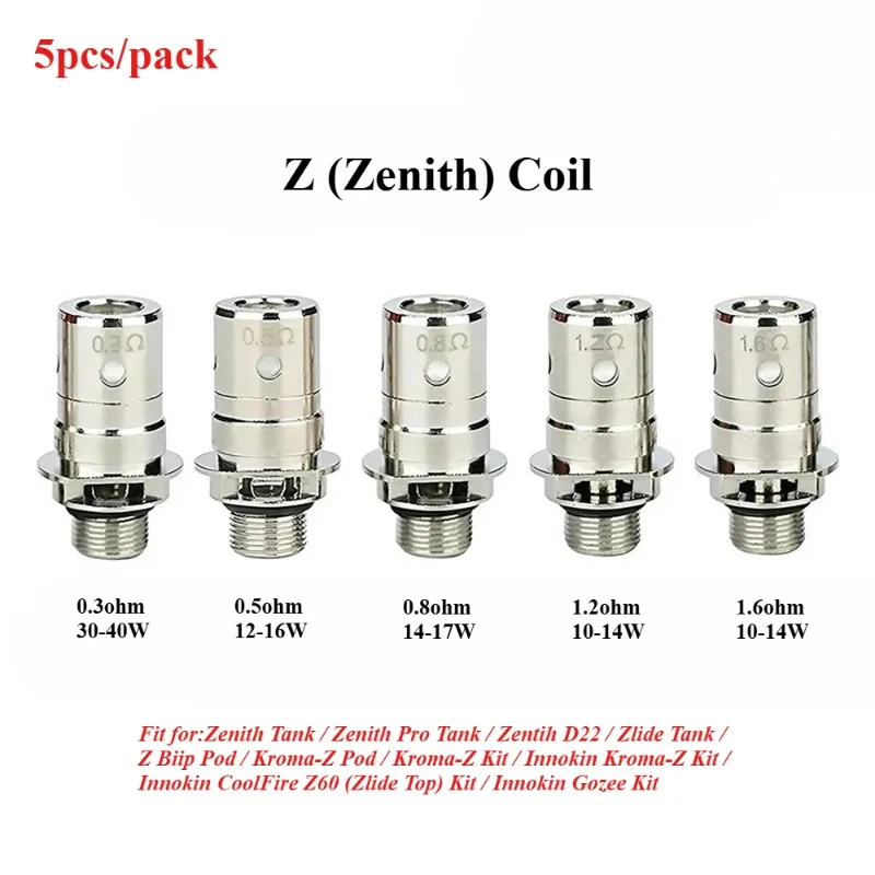 5pcs/pack Innokin Z (Zenith) Coil 0.3ohm 0.5ohm 0.8/1.2/1.6ohm for Zentih D22/Zenith Pro/Zlide Tank/Kroma-Z Kit
5pcs/pack Innokin Z (Zenith) Coil 0.3ohm 0.5ohm 0.8/1.2/1.6ohm for Zentih D22/Zenith Pro/Zlide Tank/Kroma-Z Kit