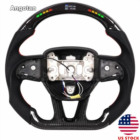 Real Carbon Fiber Steering Wheel for Dodge Charger Challenger Durango SRT 2015-2023 With LED Shift Indicator