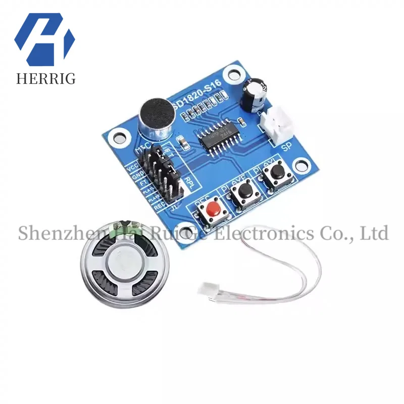 ISD1820 Recording voice module, voice module, recording and playback module, board with microphone, with speaker
ISD1820 Recording voice module, voice module, recording and playback module, board with microphone, with speaker