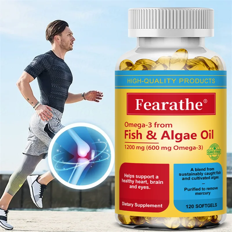 Omega 3 Fish & Algae Oil Capsules 1200mg, High EPA DHA Formula, Support Heart Brain Eye Joint Skin & Immune Health, Non-GMO
Omega 3 Fish & Algae Oil Capsules 1200mg, High EPA DHA Formula, Support Heart Brain Eye Joint Skin & Immune Health, Non-GMO