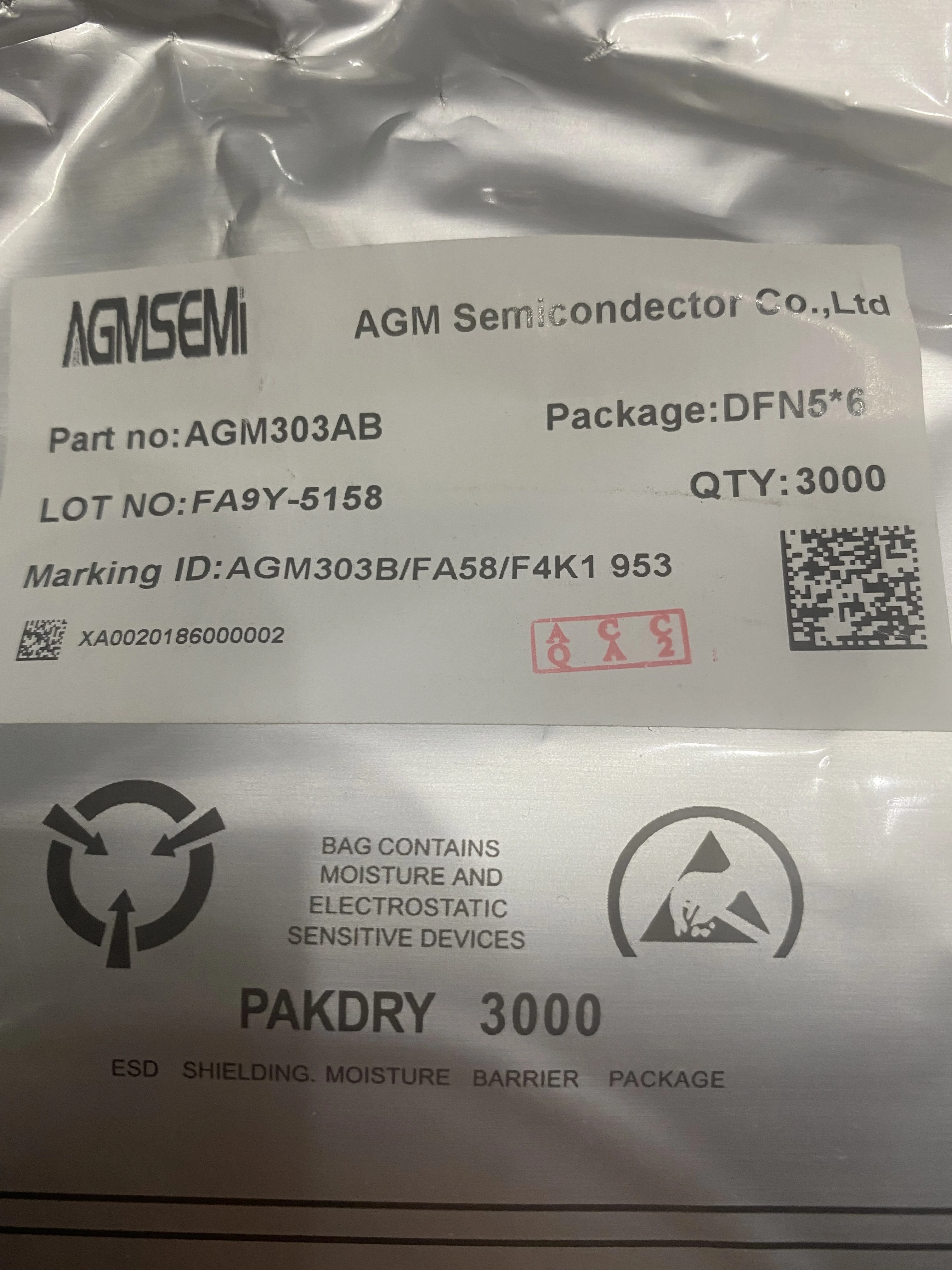 50PCS AGM303AB DFN5*6 Brand New Original
50PCS AGM303AB DFN5*6 Brand New Original
