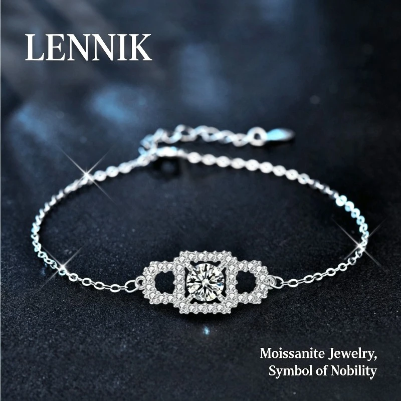 LENNIK S925 Sterling Silver Square Moissanite Bracelet Niche Design Light Luxury Adjustable Wrist Silver Jewelry for Women
LENNIK S925 Sterling Silver Square Moissanite Bracelet Niche Design Light Luxury Adjustable Wrist Silver Jewelry for Women