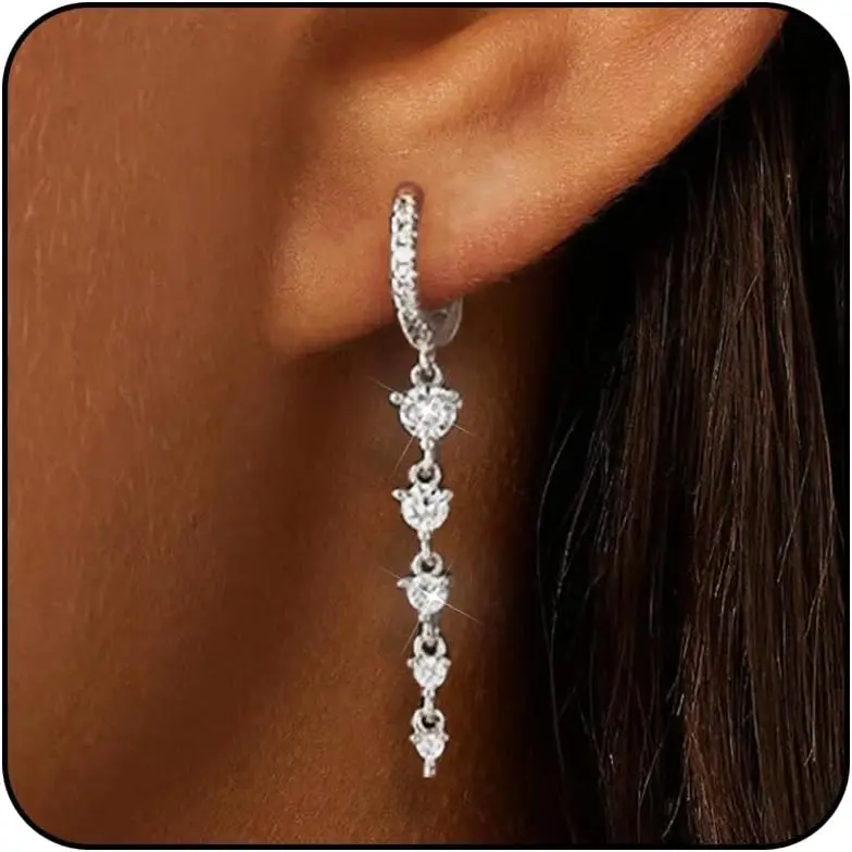 Gold Plated Dangle Earrings for Women, Trendy Long Drop Silver Crystal Jewelry Gift
Gold Plated Dangle Earrings for Women, Trendy Long Drop Silver Crystal Jewelry Gift