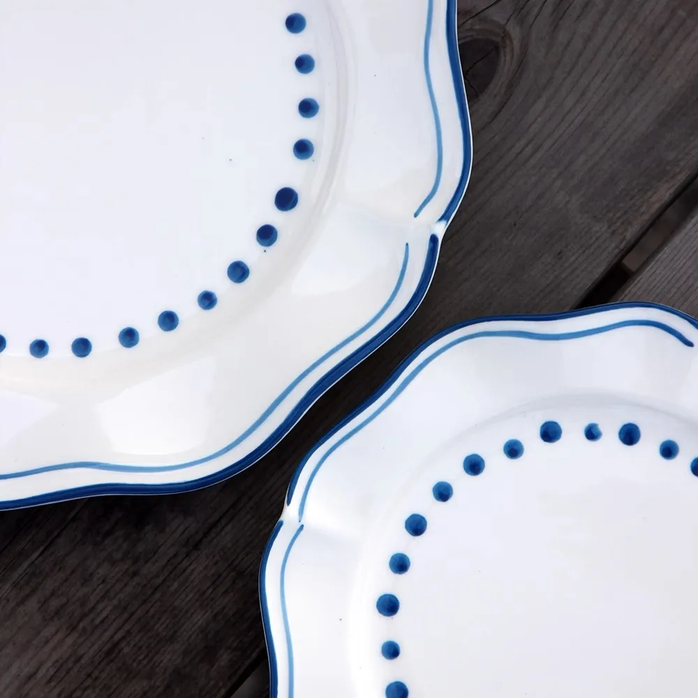 Ceramic Hand-painted Underglaze Blue Dotted Lace-shaped Dinner Plate Cooking Dish Tableware Pastry and Dessert Plate
Ceramic Hand-painted Underglaze Blue Dotted Lace-shaped Dinner Plate Cooking Dish Tableware Pastry and Dessert Plate