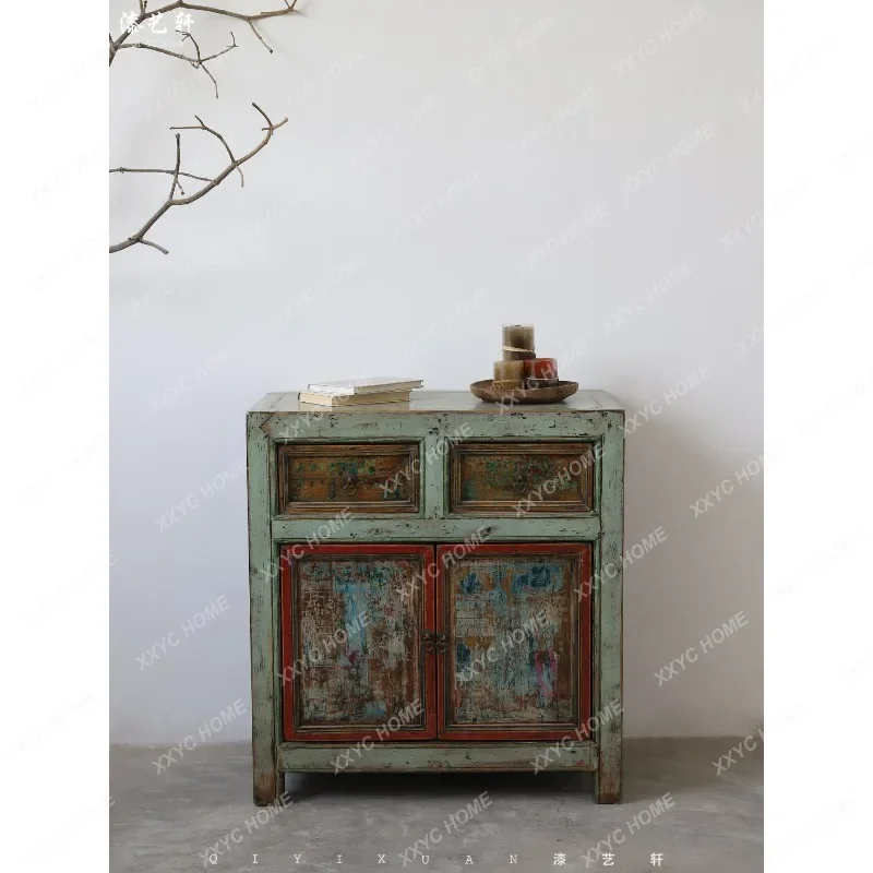 Wabi-sabi style old wood sideboard storage cabinet chinoiserie hand-painted retro chest of drawers
Wabi-sabi style old wood sideboard storage cabinet chinoiserie hand-painted retro chest of drawers