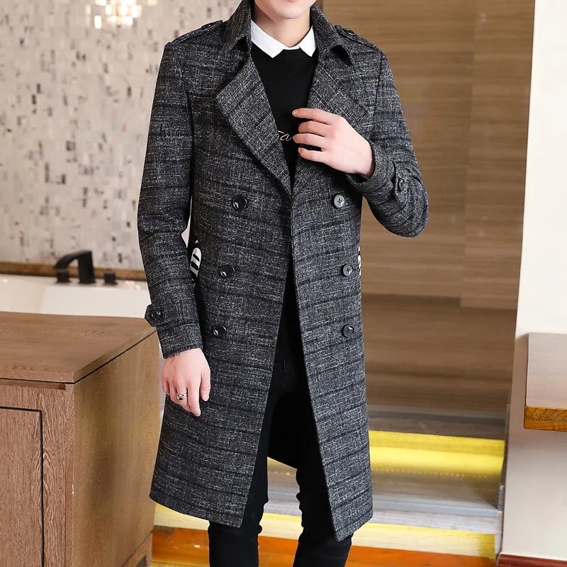 Autumn Woolen Windbreaker Plaid Jacket Male Slim Fit Korean Fashion Trendy Mid-length Double Breasted Elegant Trench Men's Coat
Autumn Woolen Windbreaker Plaid Jacket Male Slim Fit Korean Fashion Trendy Mid-length Double Breasted Elegant Trench Men's Coat