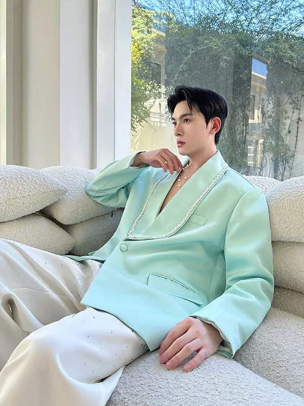 Mint een Handmade Pearl Decorated Casual Men's Suit Jaet Premium Feel Leisure Courtly Trendy Top Long Sve Color
Mint een Handmade Pearl Decorated Casual Men's Suit Jaet Premium Feel Leisure Courtly Trendy Top Long Sve Color