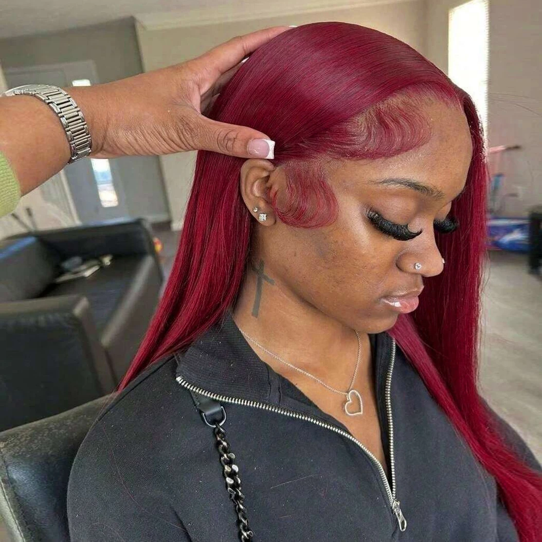 99J Burgundy Straight Wigs 13x6 HD Lace Frontal Wig 13x4 lace Frontal Wig Brazilian Original Hair 200 Density 100% Human Hair
99J Burgundy Straight Wigs 13x6 HD Lace Frontal Wig 13x4 lace Frontal Wig Brazilian Original Hair 200 Density 100% Human Hair